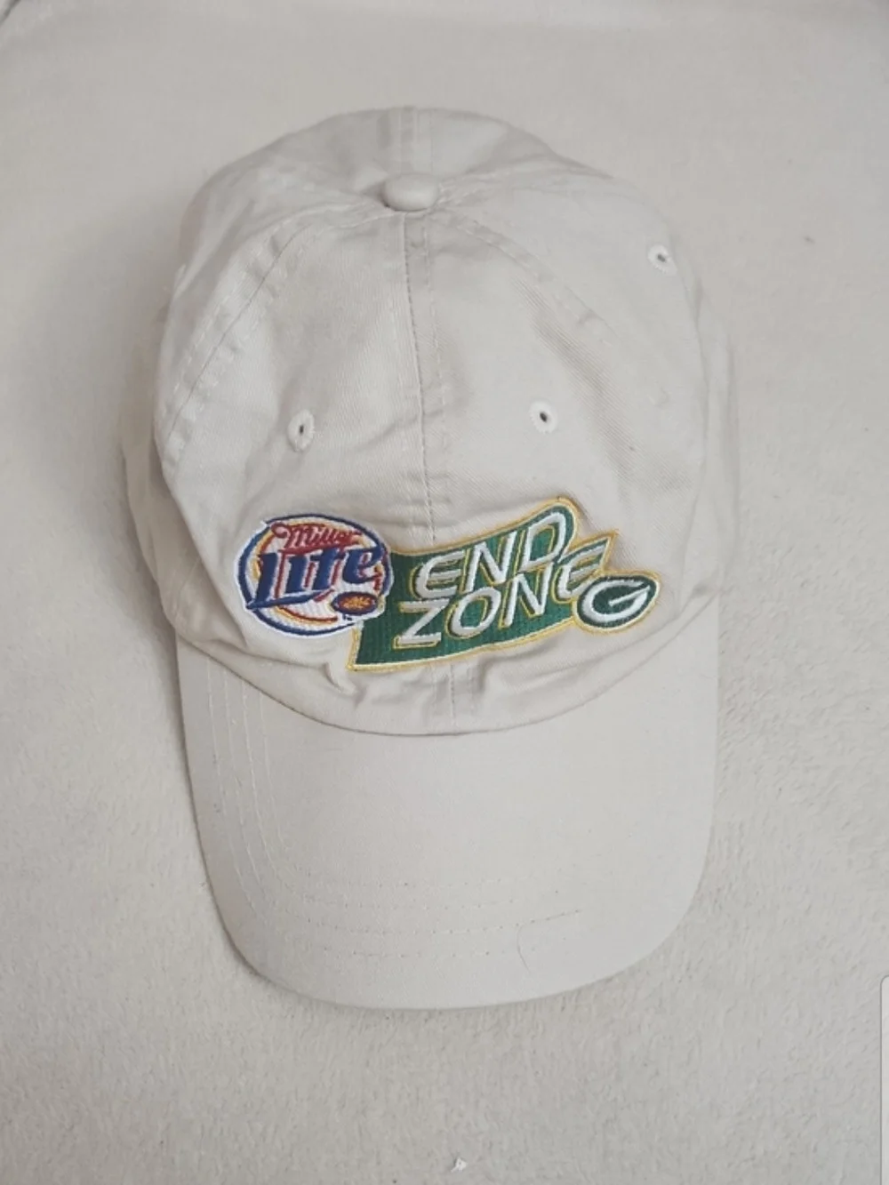 Miller Lite End Zone Green Bay Cream/Khaki Baseball Cap OS Adjustable